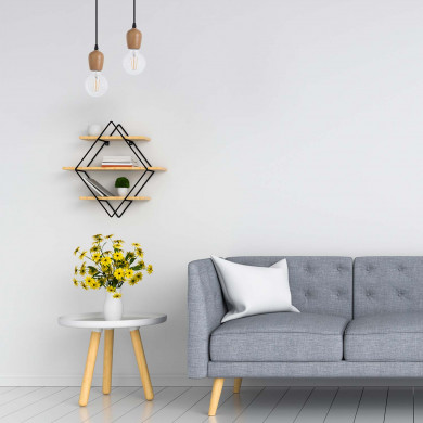 LAMPARA LOSICE MADERA NATURAL 8X8X10CM SEVEN ON DECO