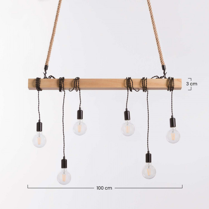 LAMPARA KIELCE NEGRO/ NATURAL 100X3X10CM SEVEN ON DECO