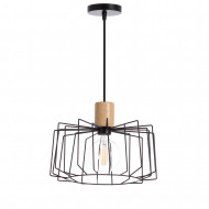 LAMPARA WIELUN BLANCO/MADERA NATURAL 30X30X25CM SEVEN ON DECO