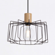 LAMPARA WIELUN NEGRO/MADERA NATURAL 30X30X25CM SEVEN ON DECO