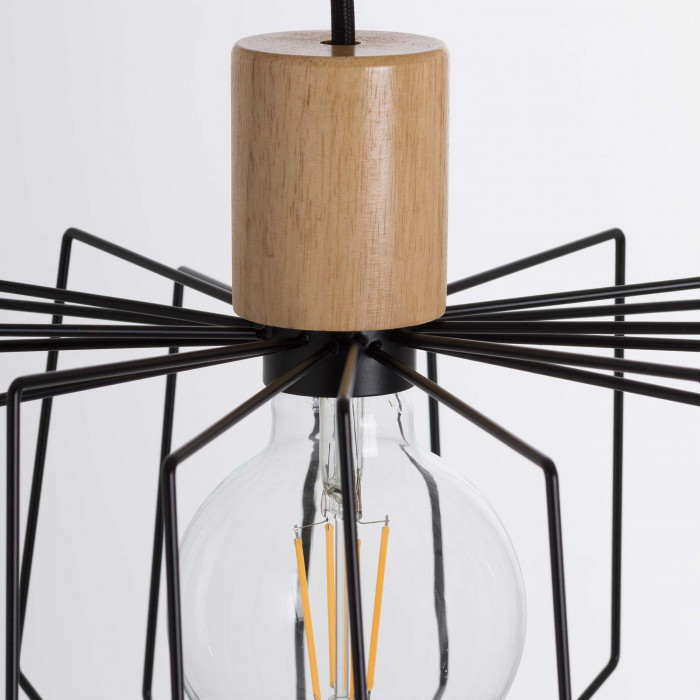 LAMPARA WIELUN NEGRO/MADERA NATURAL 30X30X25CM SEVEN ON DECO