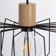 LAMPARA WIELUN NEGRO/MADERA NATURAL 30X30X25CM SEVEN ON DECO