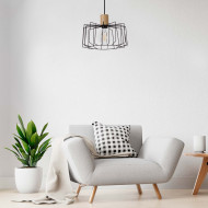 LAMPARA WIELUN NEGRO/MADERA NATURAL 30X30X25CM SEVEN ON DECO