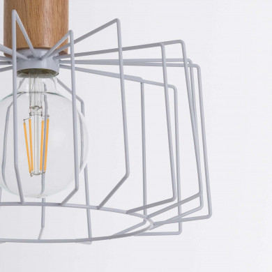 LAMPARA WIELUN BLANCO/MADERA NATURAL 30X30X25CM SEVEN ON DECO