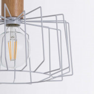 LAMPARA WIELUN BLANCO/MADERA NATURAL 30X30X25CM SEVEN ON DECO