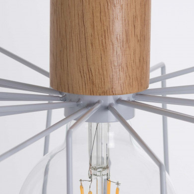 LAMPARA WIELUN BLANCO/MADERA NATURAL 30X30X25CM SEVEN ON DECO