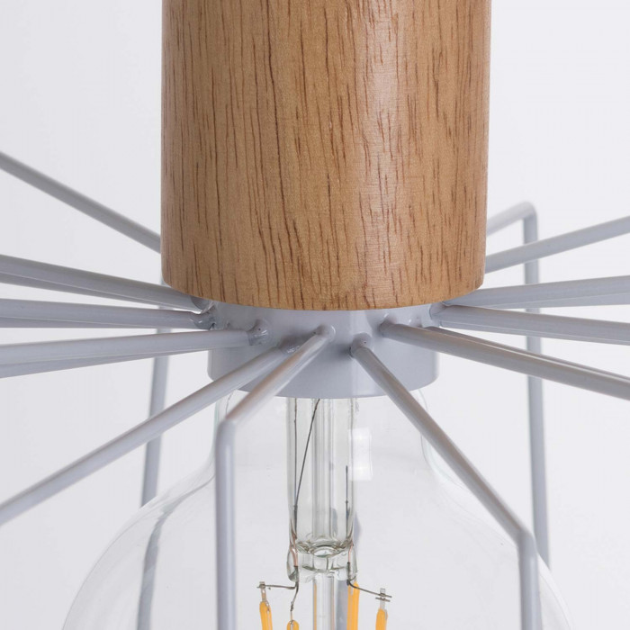 LAMPARA WIELUN BLANCO/MADERA NATURAL 30X30X25CM SEVEN ON DECO