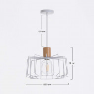 LAMPARA WIELUN BLANCO/MADERA NATURAL 30X30X25CM SEVEN ON DECO