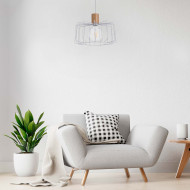 LAMPARA WIELUN BLANCO/MADERA NATURAL 30X30X25CM SEVEN ON DECO