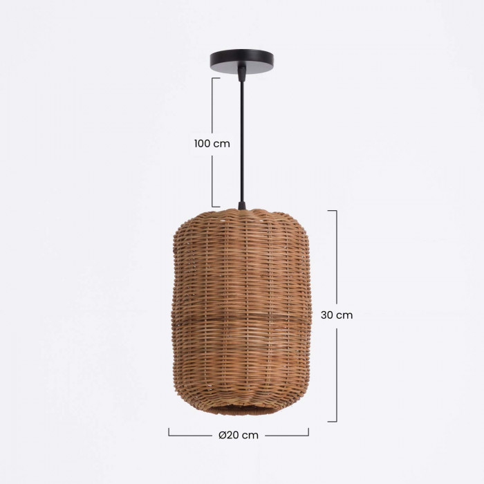 LAMPARA DE RATTAN LAN NATURAL 20X30CM SEVEN ON DECO