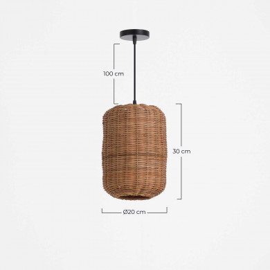LAMPARA DE RATTAN LAN NATURAL 20X30CM SEVEN ON DECO