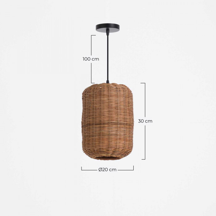 LAMPARA DE RATTAN LAN NATURAL 20X30CM SEVEN ON DECO