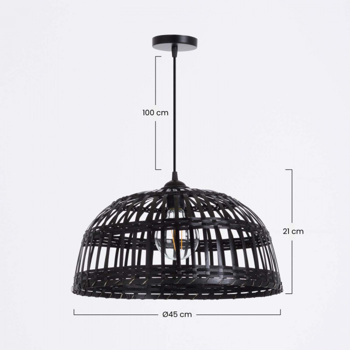 LAMPARA DE BAMBU THIAN NEGRO 45X21CM SEVEN ON DECO