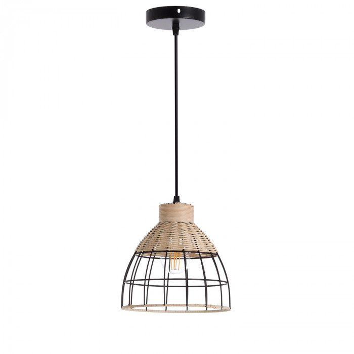 LAMPARA FEI METAL-RATTAN NEGRO DN22X21 SEVEN ON DECO