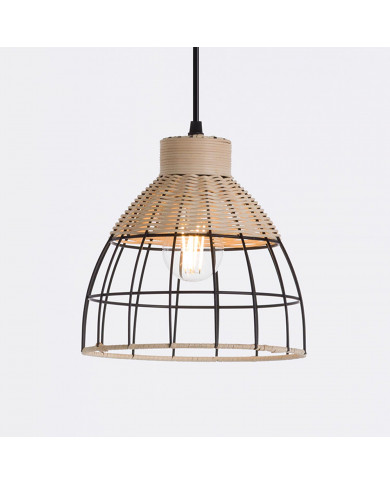 LAMPARA FEI METAL-RATTAN NEGRO DN22X21 SEVEN ON DECO