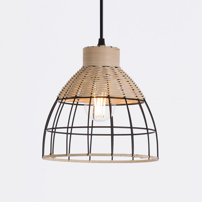 LAMPARA FEI METAL-RATTAN NEGRO DN22X21 SEVEN ON DECO