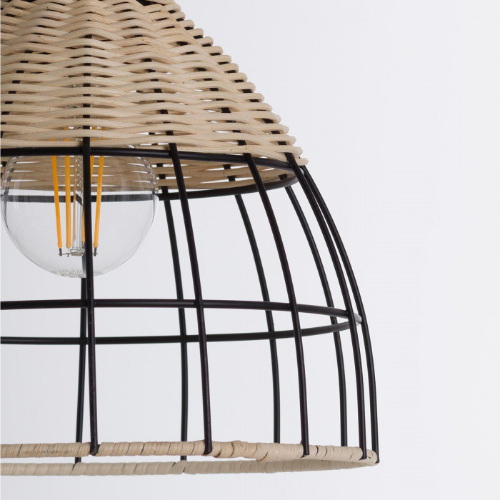 LAMPARA FEI METAL-RATTAN NEGRO DN22X21 SEVEN ON DECO
