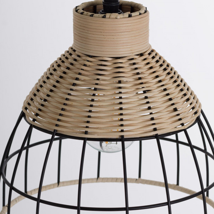 LAMPARA FEI METAL-RATTAN NEGRO DN22X21 SEVEN ON DECO