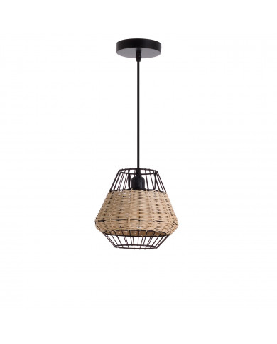 LAMPARA SHARPEY METAL-RATTAN NEGRO DN21X20 SEVEN ON DECO