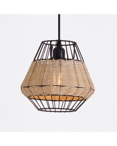 LAMPARA SHARPEY METAL-RATTAN NEGRO DN21X20 SEVEN ON DECO