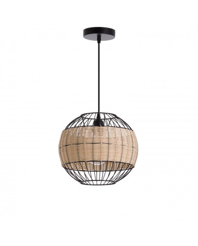 LAMPARA ZAHO METAL-RATTAN NEGRO DN30X25 SEVEN ON DECO