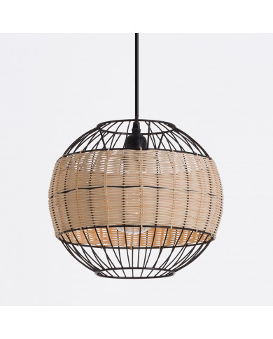 LAMPARA ZAHO METAL-RATTAN NEGRO DN30X25 SEVEN ON DECO