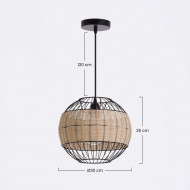 LAMPARA ZAHO METAL-RATTAN NEGRO DN30X25 SEVEN ON DECO