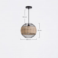 LAMPARA ZAHO METAL-RATTAN NEGRO DN30X25 SEVEN ON DECO