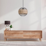 LAMPARA ZAHO METAL-RATTAN NEGRO DN30X25 SEVEN ON DECO