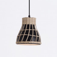 LAMPARA KUMIKO RATTAN-ALUMINIO NEGRO DN18X18.5CM SEVEN ON DECO