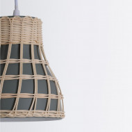 LAMPARA KUMIKO RATTAN-ALUMINIO GRIS DN18X18.5CM SEVEN ON DECO