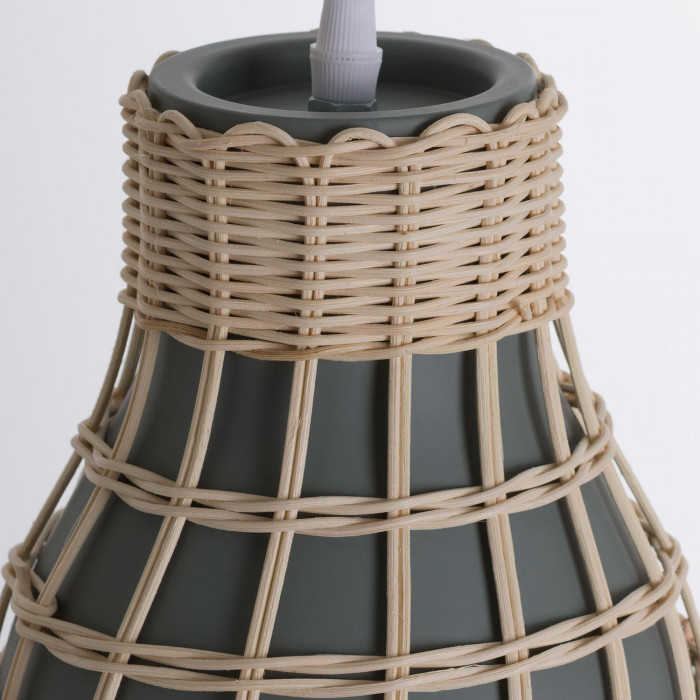 LAMPARA KUMIKO RATTAN-ALUMINIO GRIS DN18X18.5CM SEVEN ON DECO