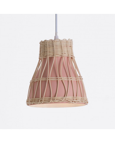 LAMPARA KUMIKO RATTAN-ALUMINIO ROSA DN18X18.5CM SEVEN ON DECO