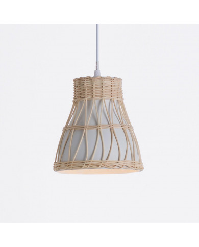 LAMPARA KUMIKO RATTAN-ALUMINIO BLANCO DN18X18.5CM SEVEN ON DECO