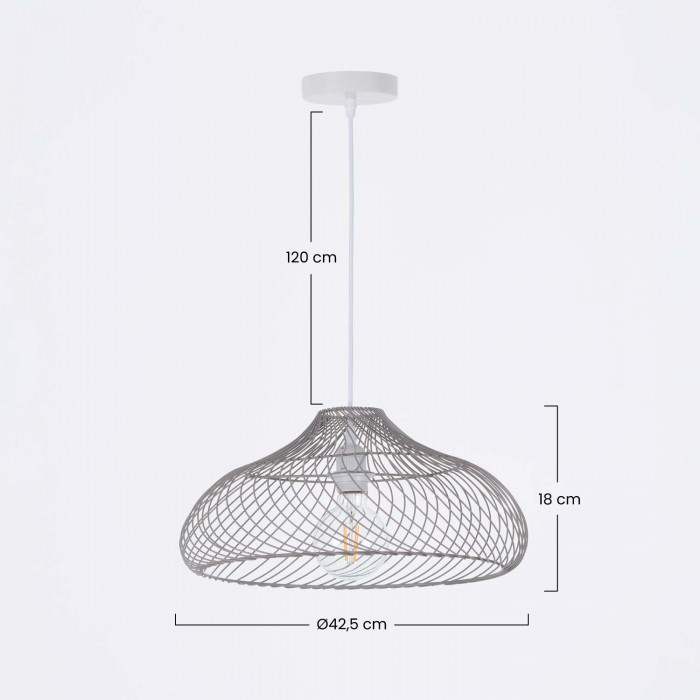 LAMPARA AKAME HIERRO GRIS DN42.5X18CM SEVENON DECO