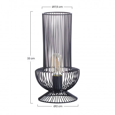 LAMPARA DE MESA YAN HIERRO NEGRO DN17.5X33CM SEVEN ON DECO