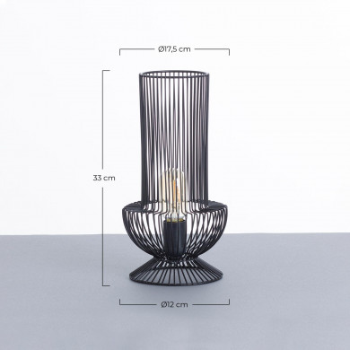 LAMPARA DE MESA YAN HIERRO NEGRO DN17.5X33CM SEVEN ON DECO