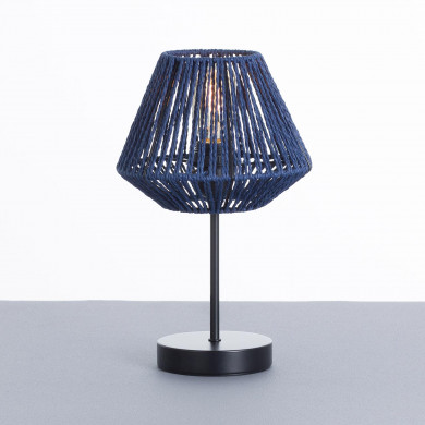 LAMPARA DE MESA XIA CUERDA DE PAPEL-METAL AZUL DN20.5X34CM SEVEN ON DECO