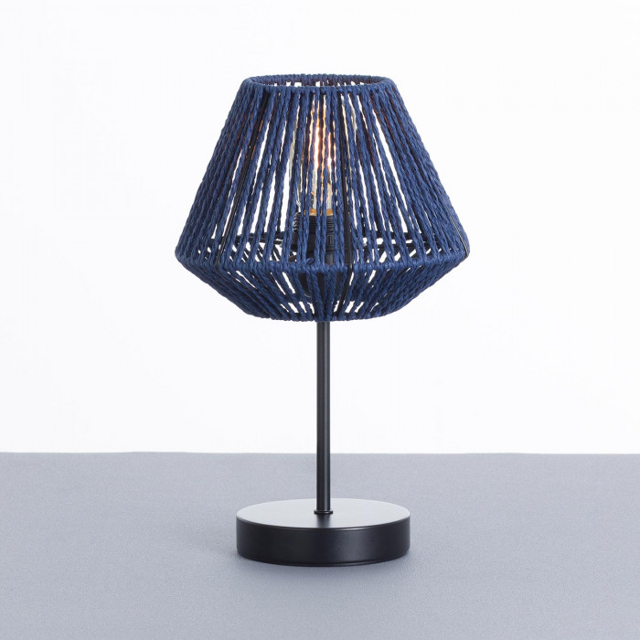 LAMPARA DE MESA XIA CUERDA DE PAPEL-METAL AZUL DN20.5X34CM SEVEN ON DECO