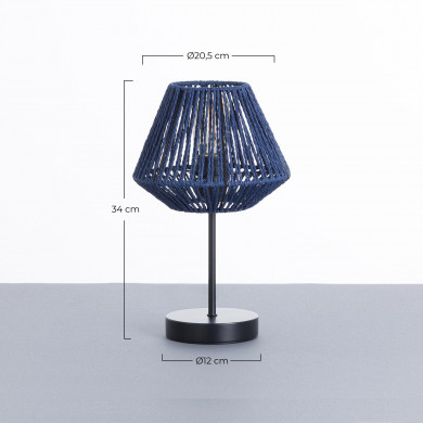 LAMPARA DE MESA XIA CUERDA DE PAPEL-METAL AZUL DN20.5X34CM SEVEN ON DECO