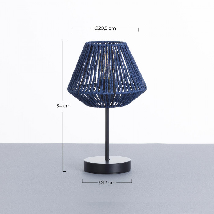 LAMPARA DE MESA XIA CUERDA DE PAPEL-METAL AZUL DN20.5X34CM SEVEN ON DECO