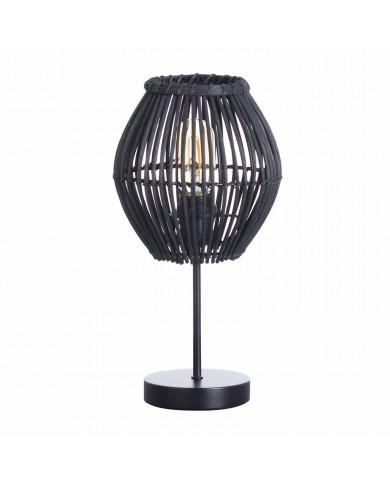 LAMPARA DE MESA KYON METAL-RATTAN NEGRO DN19.5X38CM SEVEN ON DECO