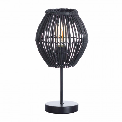 LAMPARA DE MESA KYON METAL-RATTAN NEGRO DN19.5X38CM SEVEN ON DECO