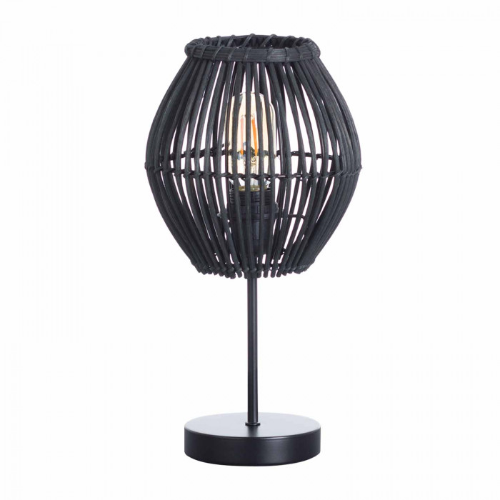 LAMPARA DE MESA KYON METAL-RATTAN NEGRO DN19.5X38CM SEVEN ON DECO