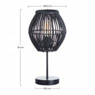 LAMPARA DE MESA KYON METAL-RATTAN NEGRO DN19.5X38CM SEVEN ON DECO