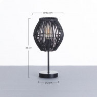 LAMPARA DE MESA KYON METAL-RATTAN NEGRO DN19.5X38CM SEVEN ON DECO