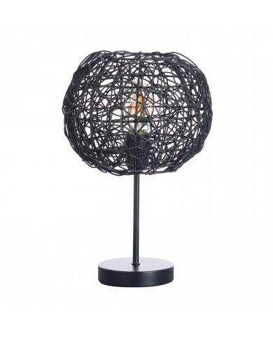 LAMPARA DE MESA LIAN METAL-RATTAN NEGRO DN23X37CM SEVEN ON DECO