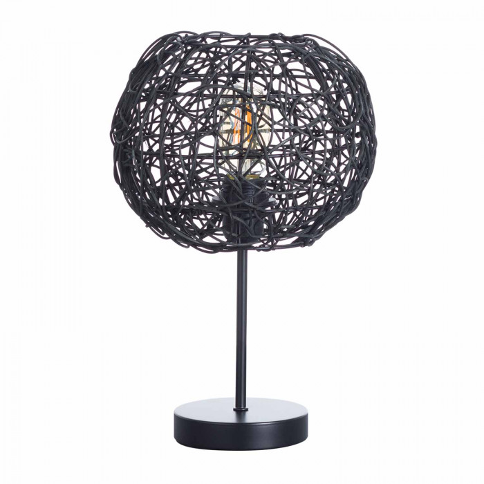 LAMPARA DE MESA LIAN METAL-RATTAN NEGRO DN23X37CM SEVEN ON DECO