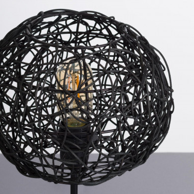 LAMPARA DE MESA LIAN METAL-RATTAN NEGRO DN23X37CM SEVEN ON DECO