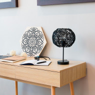 LAMPARA DE MESA LIAN METAL-RATTAN NEGRO DN23X37CM SEVEN ON DECO